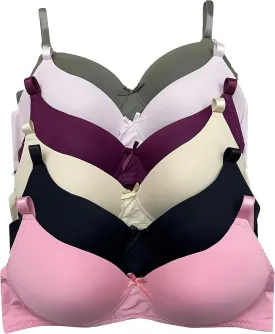 Viola's Secret 6 Pack of Color Print T-Shirt Bras B Cup C Cup and D Cup
