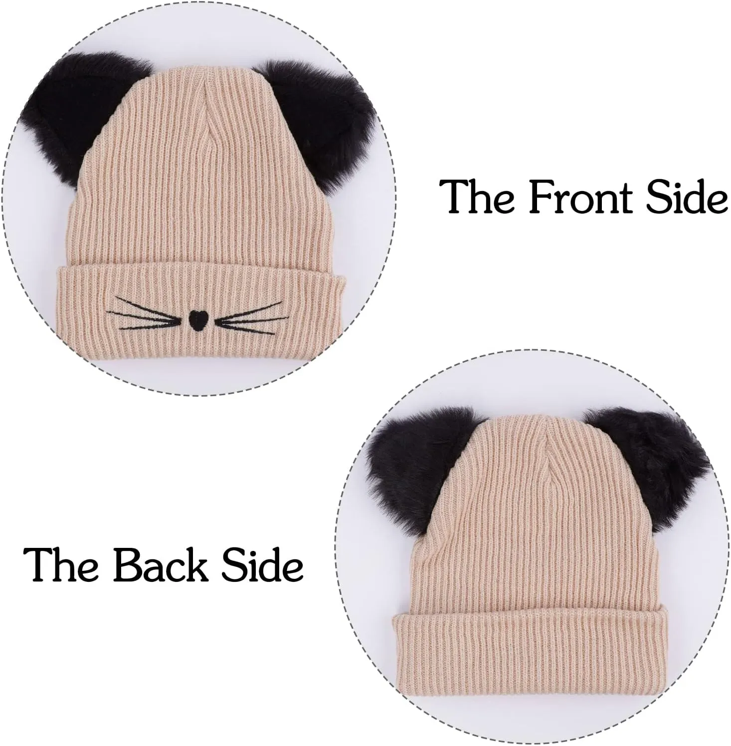 Women Girls Cute Cat Ears Beanie Hat Winter Crochet Knit Cap
