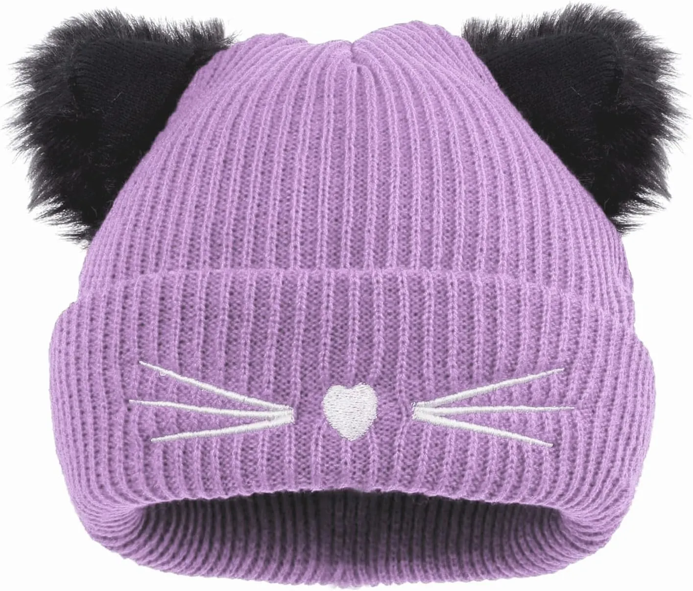 Women Girls Cute Cat Ears Beanie Hat Winter Crochet Knit Cap