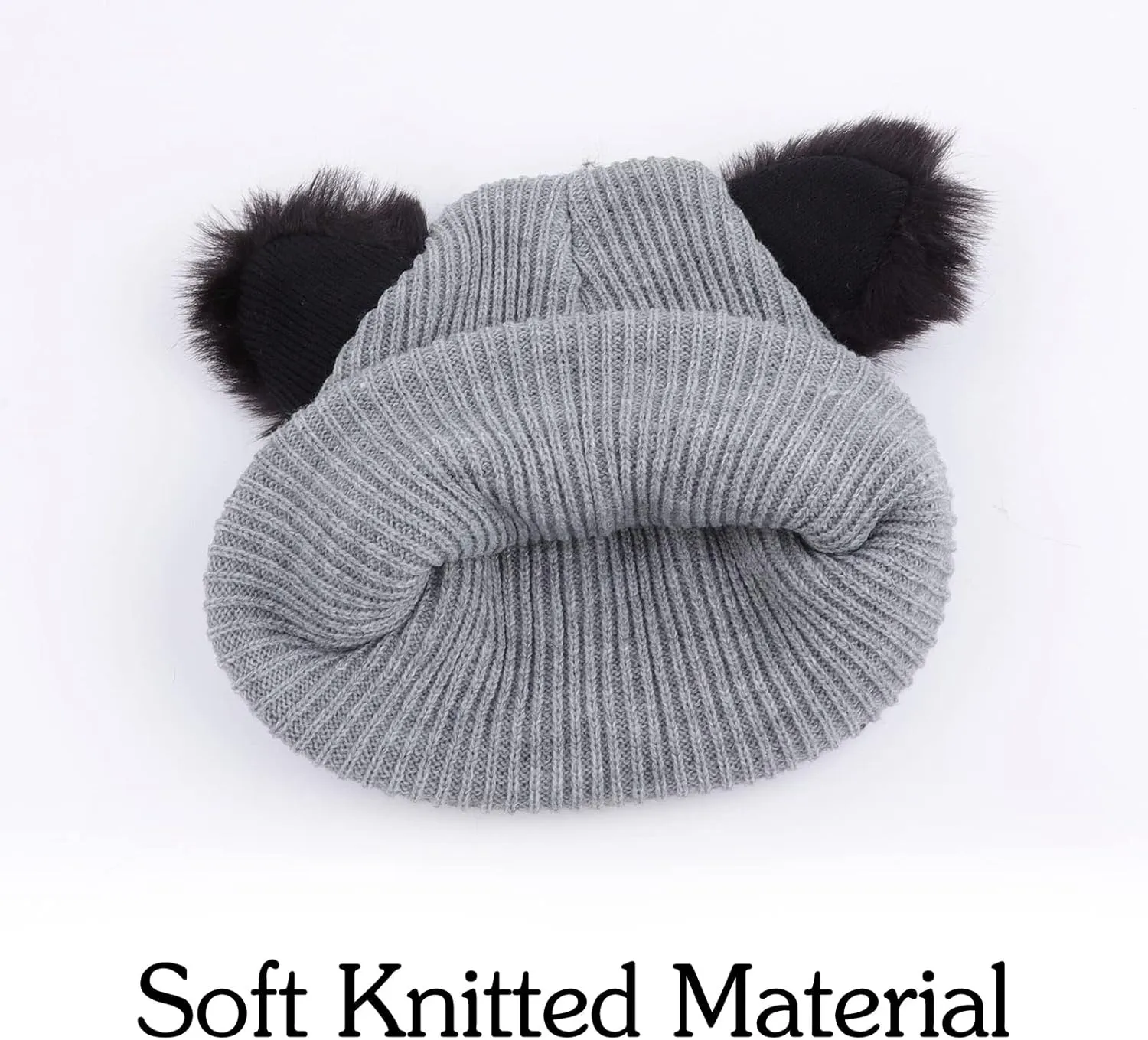 Women Girls Cute Cat Ears Beanie Hat Winter Crochet Knit Cap