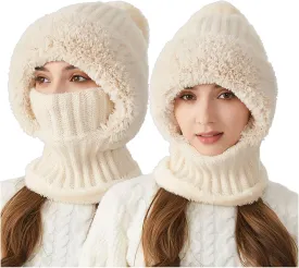 Women Knitted Hat Winter Windproof Warm Cap Trend Wool Thick Pullover Outdoor Skull Cap for Unisex