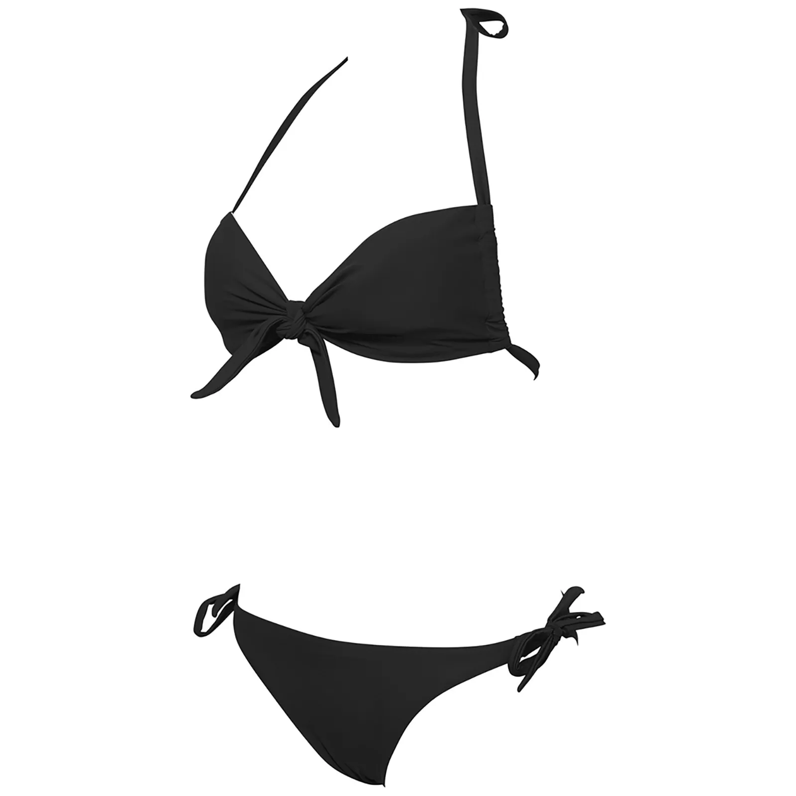 WOMEN'S BANDEAU BIKINI SOLID - BLACK/BLACK