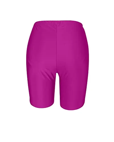 Women's High Waisted Swim Shorts Tummy Control & Long Board Shorts-Hot Pink