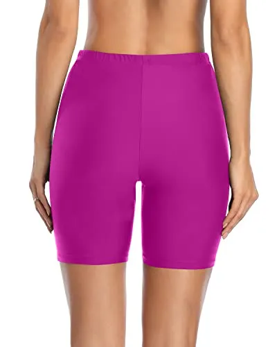 Women's High Waisted Swim Shorts Tummy Control & Long Board Shorts-Hot Pink