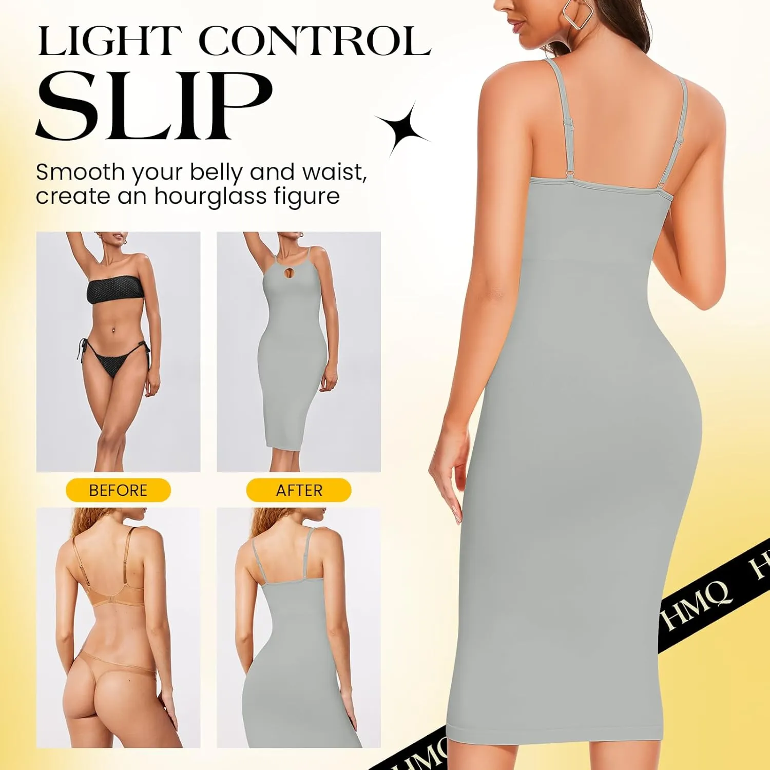 Womens Shapewear Full Slip Tummy Control Seamless Body Shaper Spaghetti Straps Slips Dress for Women