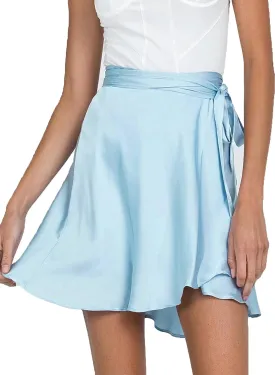 Womens Wrap Mini Skirts Casual High Waist Self Tie Knot Silk Satin Short Skater Skirt